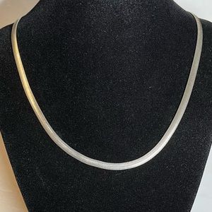 U8 Italy Marked 925 Sterling Silver  Herringbone Chain Necklace 18" Long 3/8" W